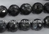 CLB364 15.5 inches 14mm faceted round black labradorite beads wholesale