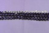 CLB370 15.5 inches 4mm round matte black labradorite beads