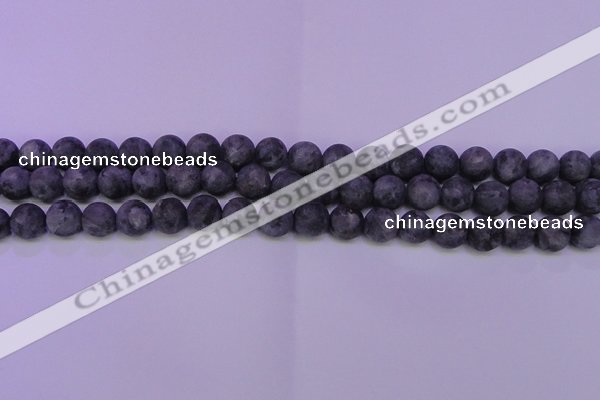 CLB372 15.5 inches 8mm round matte black labradorite beads