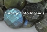 CLB39 15.5 inches 25mm faceted flat round labradorite gemstone beads