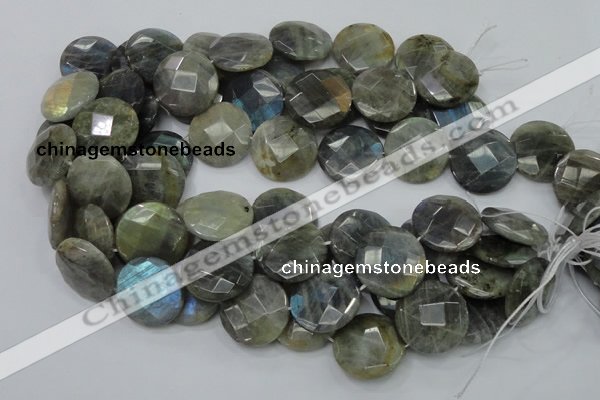 CLB39 15.5 inches 25mm faceted flat round labradorite gemstone beads