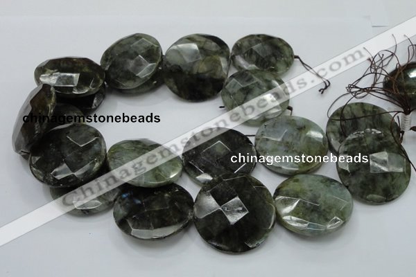CLB40 15.5 inches 40mm faceted flat round labradorite gemstone beads