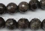 CLB405 15.5 inches 14mm faceted round grey labradorite beads