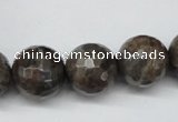 CLB406 15.5 inches 16mm faceted round grey labradorite beads