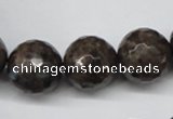 CLB407 15.5 inches 18mm faceted round grey labradorite beads