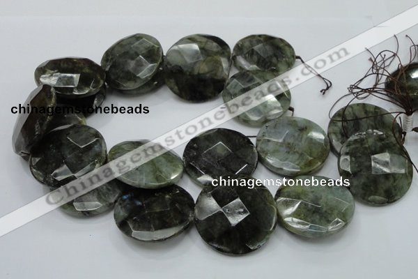 CLB53 15.5 inches 30mm faceted flat round labradorite gemstone beads