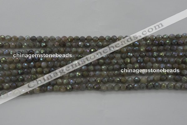 CLB610 15.5 inches 4mm faceted round AB-color labradorite beads