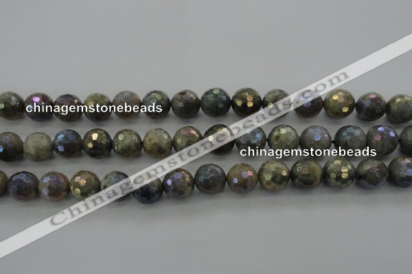 CLB615 15.5 inches 14mm faceted round AB-color labradorite beads