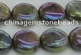 CLB636 15.5 inches 12mm flat round AB-color labradorite beads