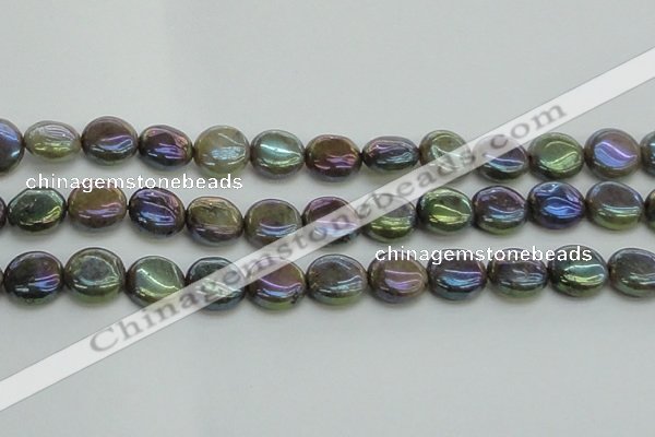 CLB636 15.5 inches 12mm flat round AB-color labradorite beads