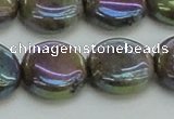 CLB637 15.5 inches 14mm flat round AB-color labradorite beads