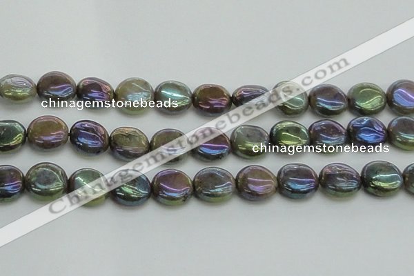 CLB637 15.5 inches 14mm flat round AB-color labradorite beads