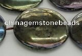 CLB645 15.5 inches 45mm flat round AB-color labradorite beads