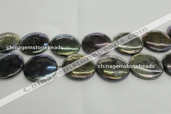 CLB645 15.5 inches 45mm flat round AB-color labradorite beads