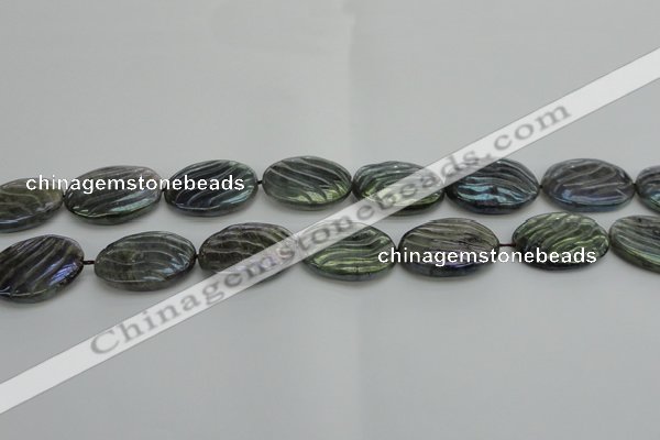 CLB669 15.5 inches 22*30mm carved oval AB-color labradorite beads