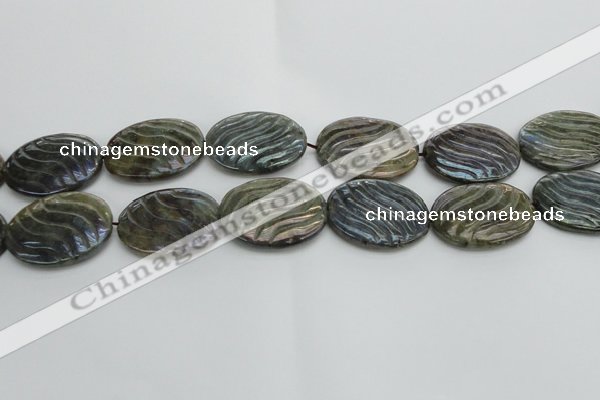 CLB670 15.5 inches 25*35mm carved oval AB-color labradorite beads