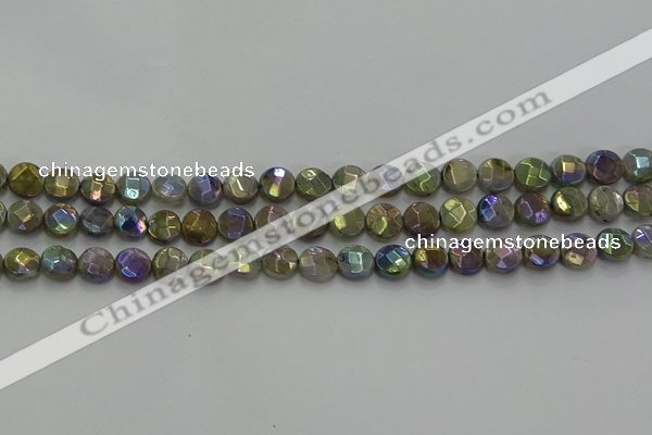 CLB676 15.5 inches 8mm faceted coin AB-color labradorite beads