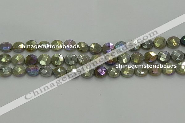 CLB677 15.5 inches 10mm faceted coin AB-color labradorite beads