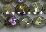 CLB678 15.5 inches 12mm faceted coin AB-color labradorite beads