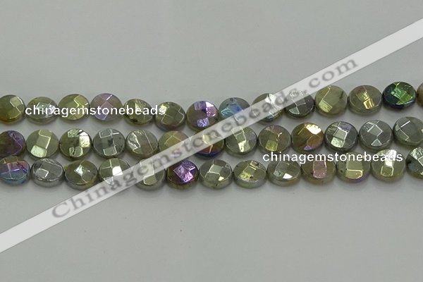 CLB678 15.5 inches 12mm faceted coin AB-color labradorite beads