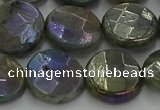 CLB679 15.5 inches 15mm faceted coin AB-color labradorite beads