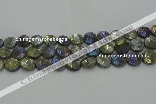 CLB679 15.5 inches 15mm faceted coin AB-color labradorite beads