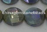 CLB680 15.5 inches 18mm faceted coin AB-color labradorite beads