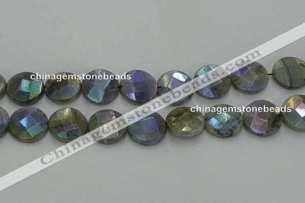 CLB681 15.5 inches 20mm faceted coin AB-color labradorite beads