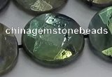 CLB682 15.5 inches 25mm faceted coin AB-color labradorite beads