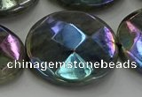 CLB683 15.5 inches 30mm faceted coin AB-color labradorite beads