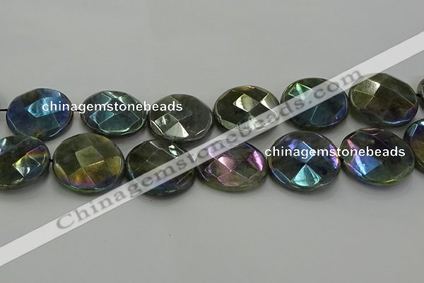 CLB683 15.5 inches 30mm faceted coin AB-color labradorite beads