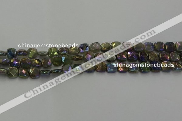 CLB685 15.5 inches 8mm faceted square AB-color labradorite beads