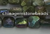 CLB686 15.5 inches 10mm faceted square AB-color labradorite beads