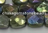 CLB688 15.5 inches 15mm faceted square AB-color labradorite beads