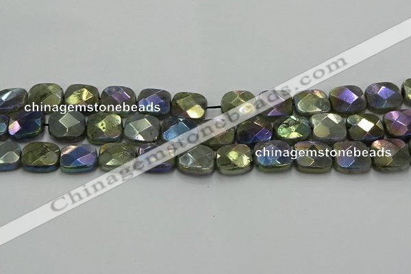 CLB688 15.5 inches 15mm faceted square AB-color labradorite beads