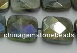 CLB689 15.5 inches 18mm faceted square AB-color labradorite beads