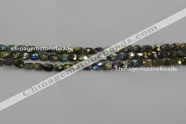 CLB694 15.5 inches 6*8mm faceted rectangle AB-color labradorite beads