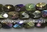 CLB695 15.5 inches 8*10mm faceted rectangle AB-color labradorite beads