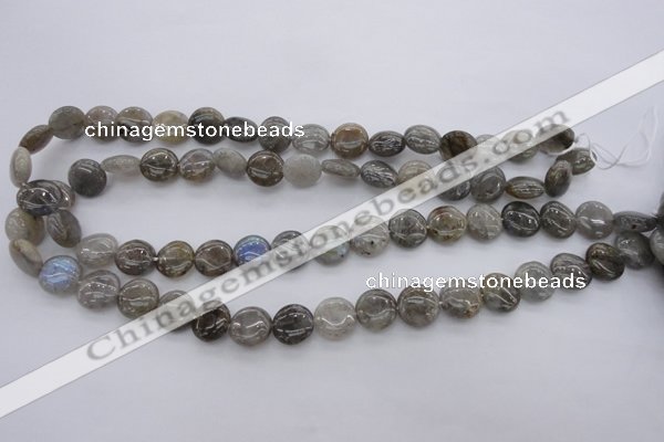 CLB72 15.5 inches 12mm flat round labradorite beads wholesale