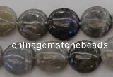 CLB74 15.5 inches 15mm flat round labradorite beads wholesale