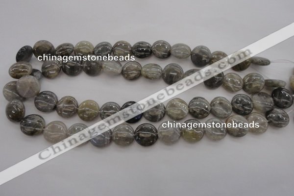 CLB74 15.5 inches 15mm flat round labradorite beads wholesale