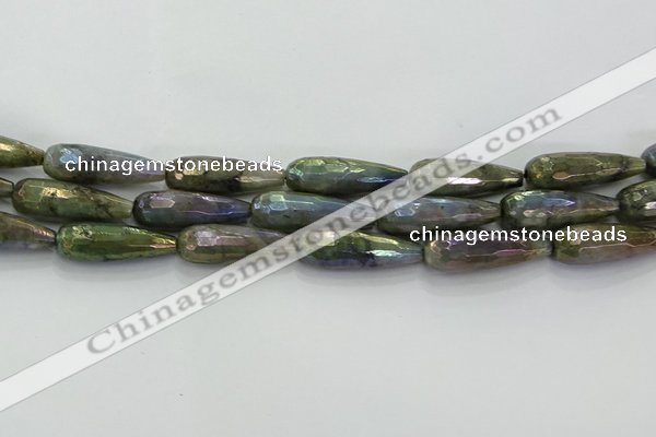 CLB785 15.5 inches 10*30mm faceted teardrop AB-color labradorite beads