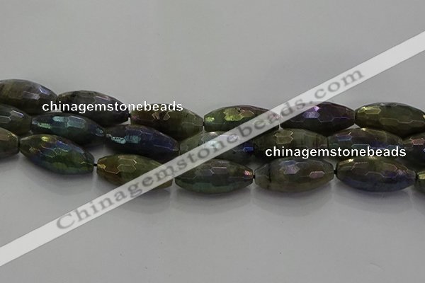 CLB788 15.5 inches 10*20mm faceted rice AB-color labradorite beads