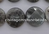 CLB91 15.5 inches 20mm faceted coin labradorite beads wholesale