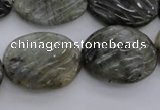 CLB98 15.5 inches 18*24mm carved oval labradorite beads