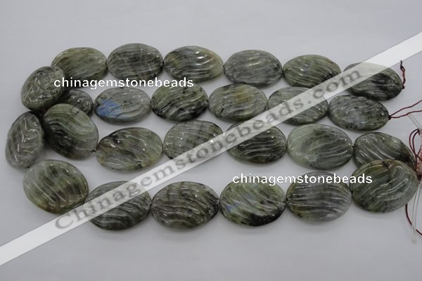 CLB99 15.5 inches 22*30mm carved oval labradorite beads