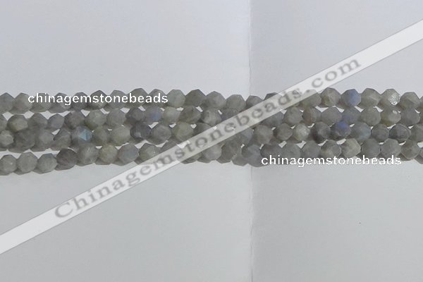 CLB996 15.5 inches 6mm faceted nuggets matte labradorite beads