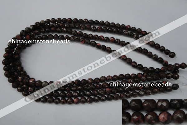 CLD101 15.5 inches 6mm faceted round leopard skin jasper beads