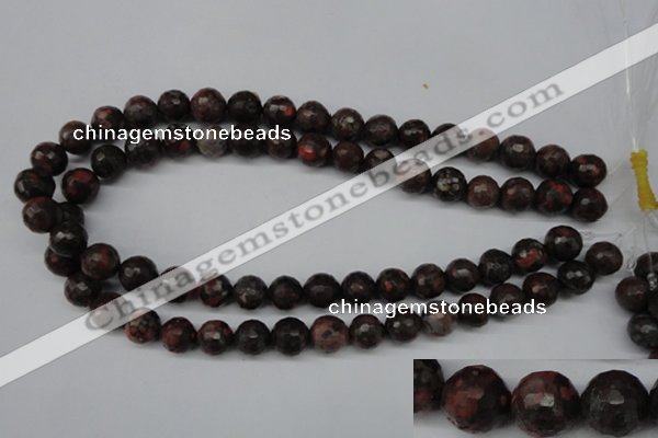 CLD104 15.5 inches 12mm faceted round leopard skin jasper beads