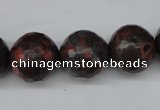 CLD106 15.5 inches 16mm faceted round leopard skin jasper beads